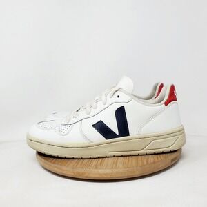 VEJA V-10 Shoes Womens 7 White Nautico Pekin Low Lace Up Retro Sneaker